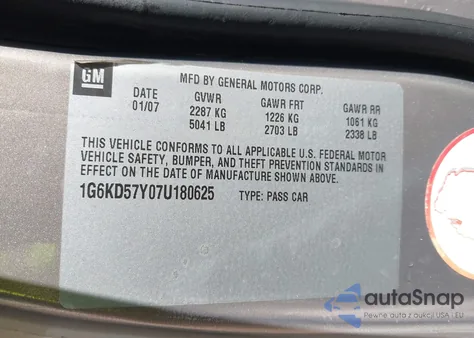 2007 Cadillac Dts V8 из США, поврежденный, VIN 1G6KD57Y07U180625